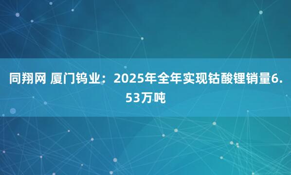 同翔网 厦门钨业：2025年全年实现钴酸锂销量6.53万吨